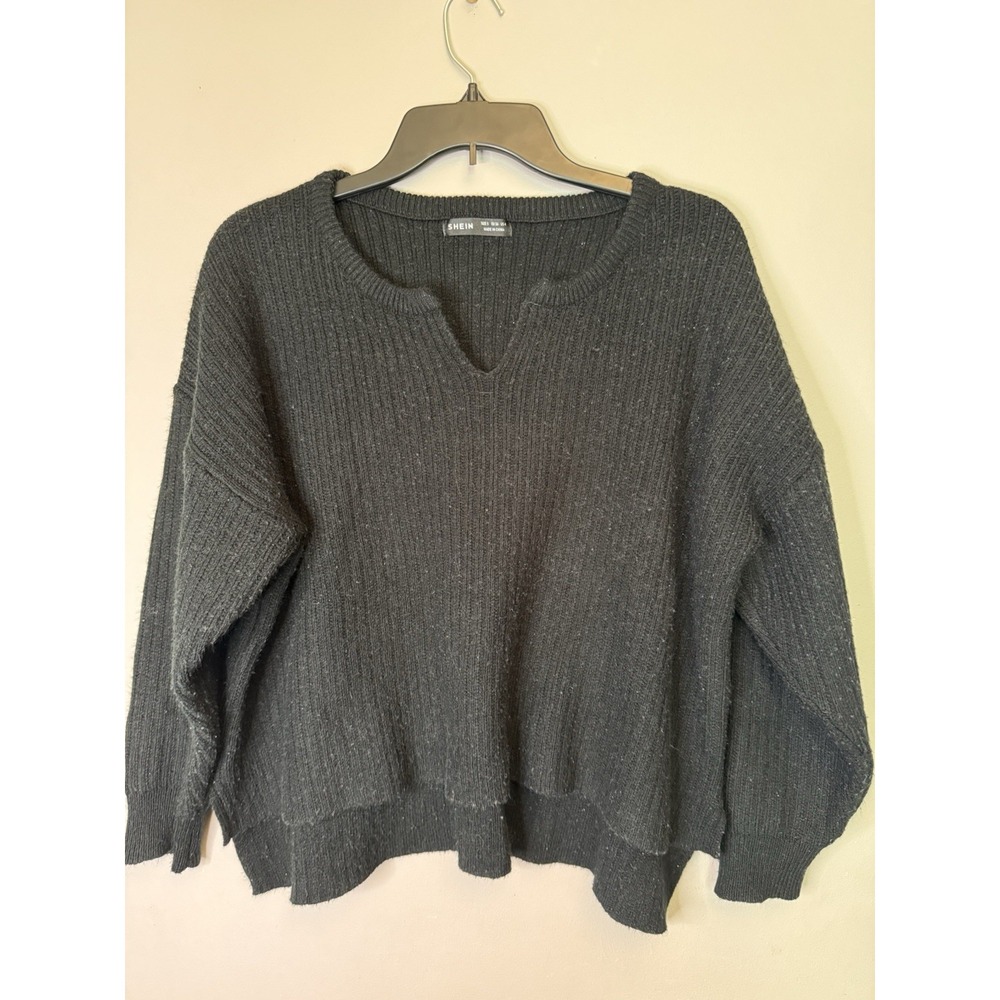 SHEIN Black Cropped knit Sweater Size Small Women's cozy